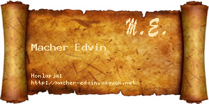 Macher Edvin névjegykártya